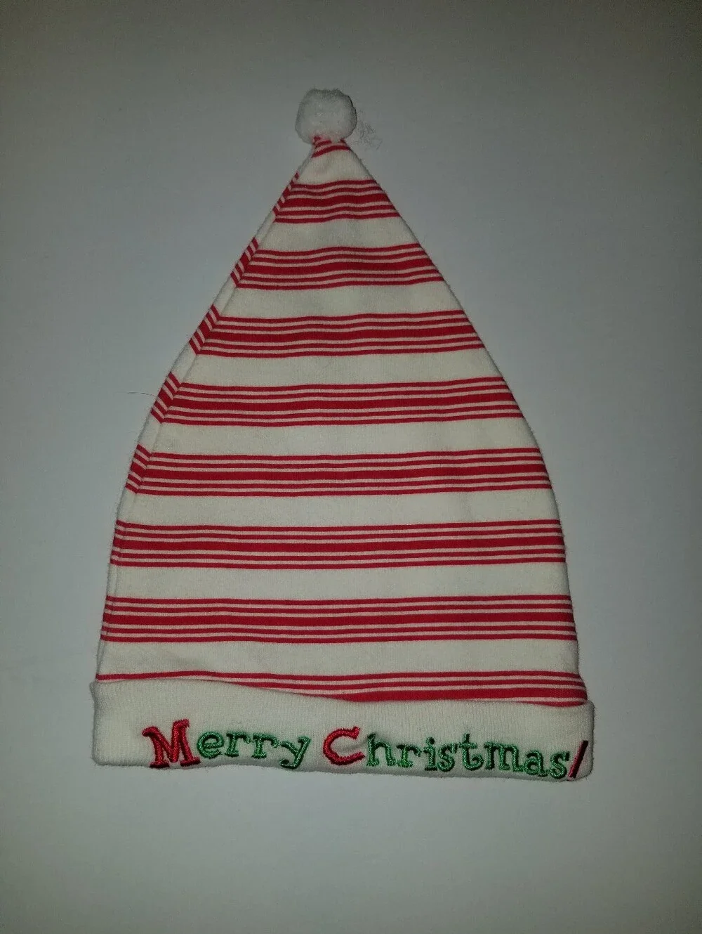 Kids Red and White Striped 'Merry Christmas' Holiday Beanie Stocking Cap